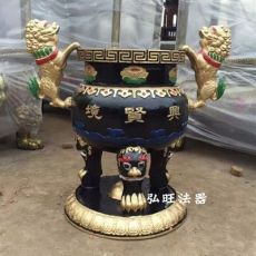 純銅香爐 雕花宗祠香爐 道觀(guān)大型燒香爐 鑄鐵圓形香爐